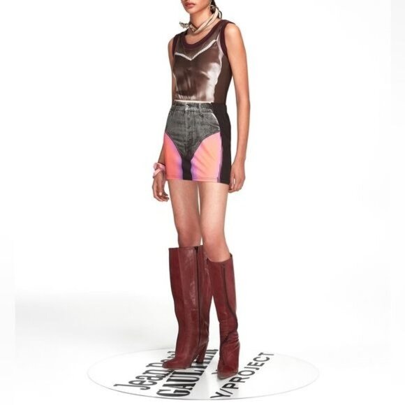 Y/Project x Jean Paul Gaultier Trompe L’oeil Mini Skirt Sz FR 38 - Picture 2 of 14